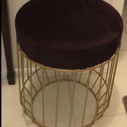 New Gold And Maroon Suede Stool Approx 17" Tall