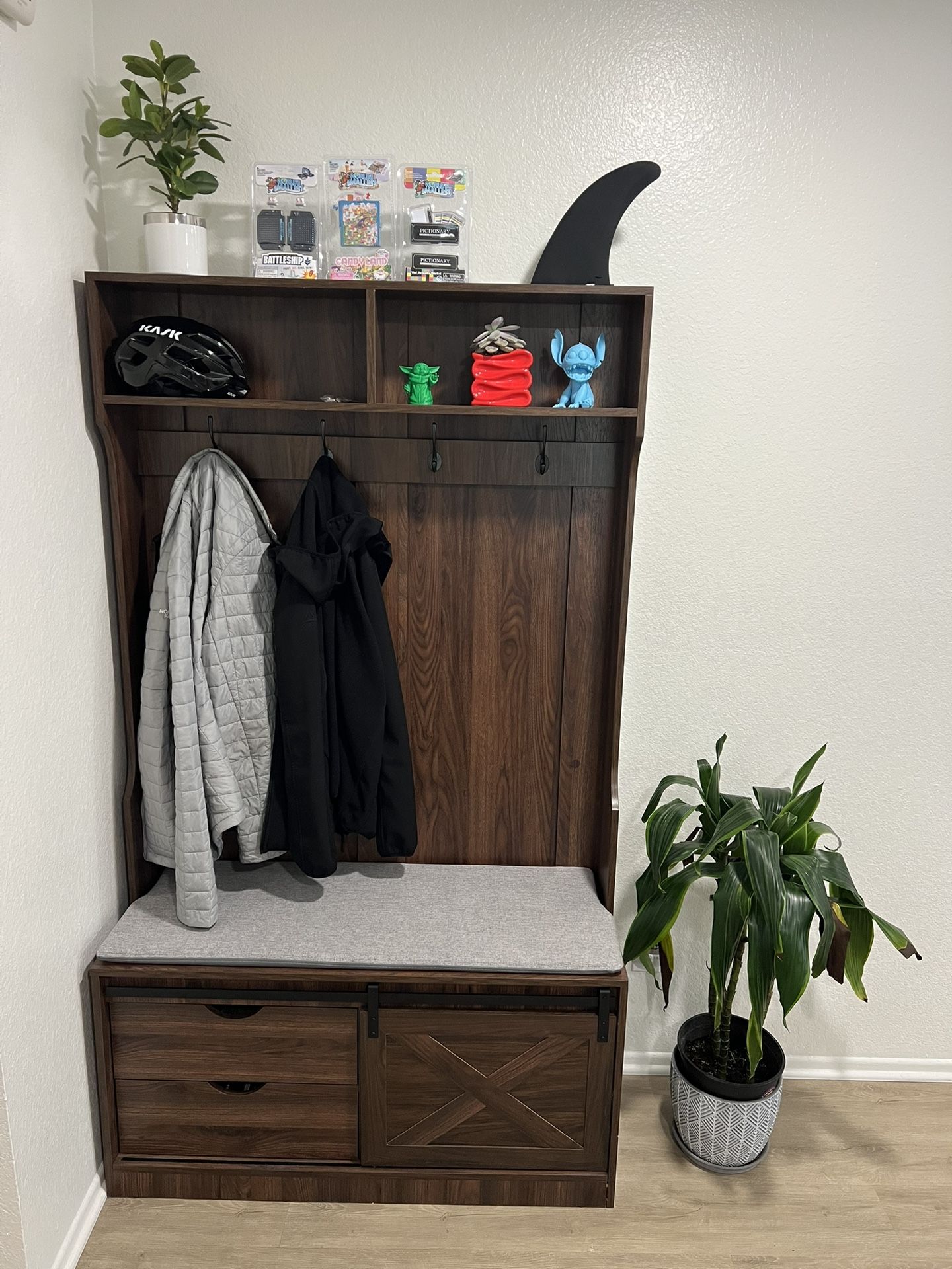 Wooden Hallway Tree With Bench