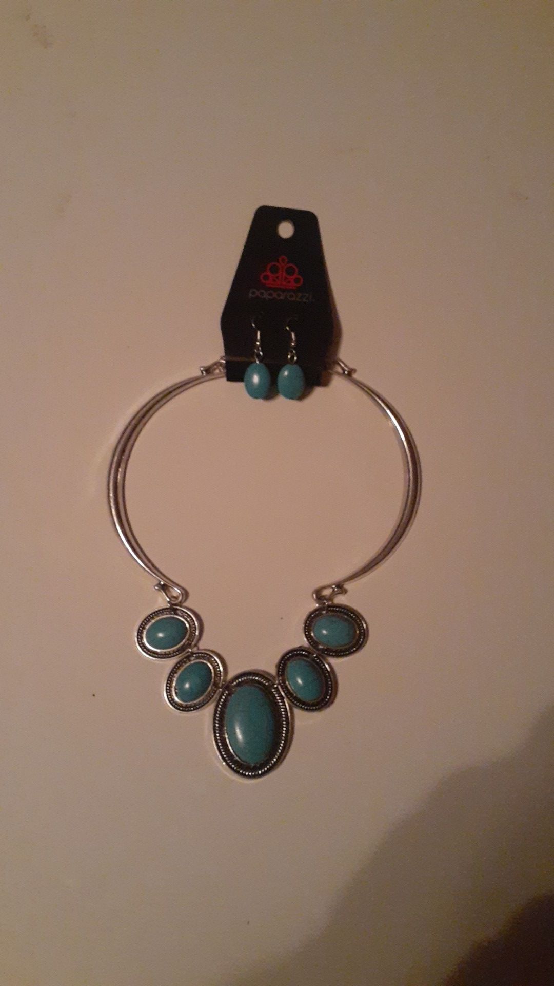 Paparazzi Turquoise Necklace & Earrings Set