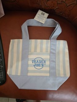 Set of 4 Trader Joes Mini Pastel Striped Canvas Tote Bag  2026 New Limited