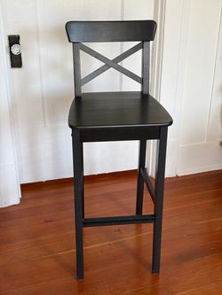 Ikea ROSENTORP Bar stool with backrest, counter height/black
