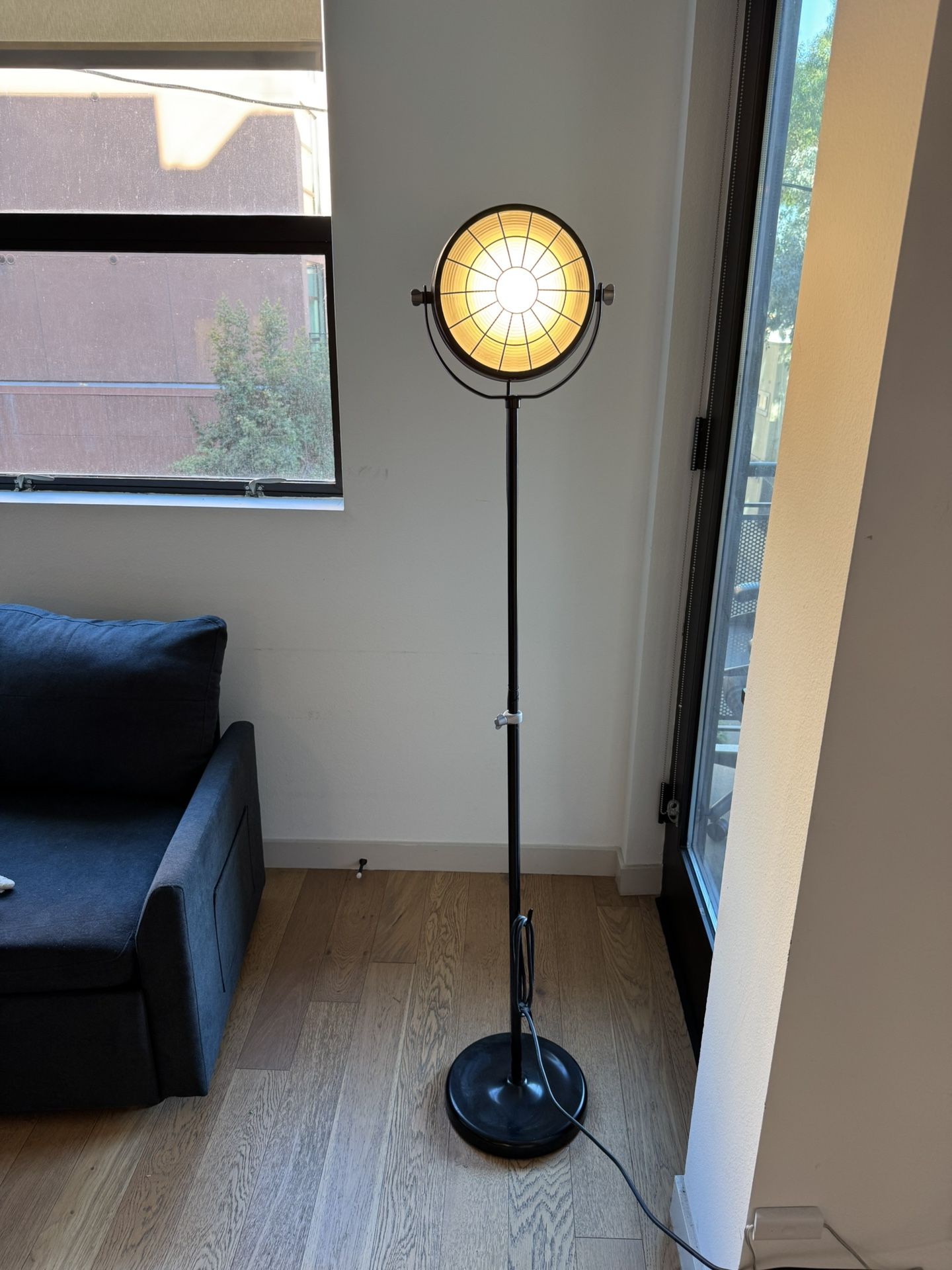 IKEA SVARTNORA Floor lamp Black Steel Spot Light adjustable height
