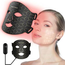 Red Light Therapy Mask for Face, 7-1 Colors LED Facial Skin Care Mask At Home, Black