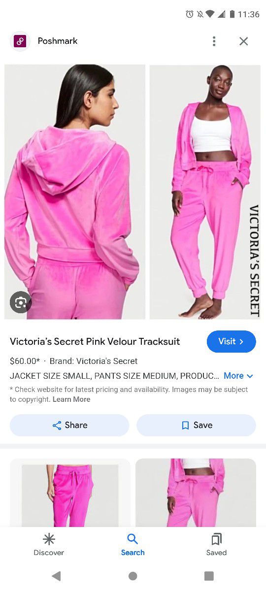 Victoria's Secret PINK Velvet Jogger Set LARGE $40