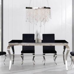 Ada Black Glass Dining Set

