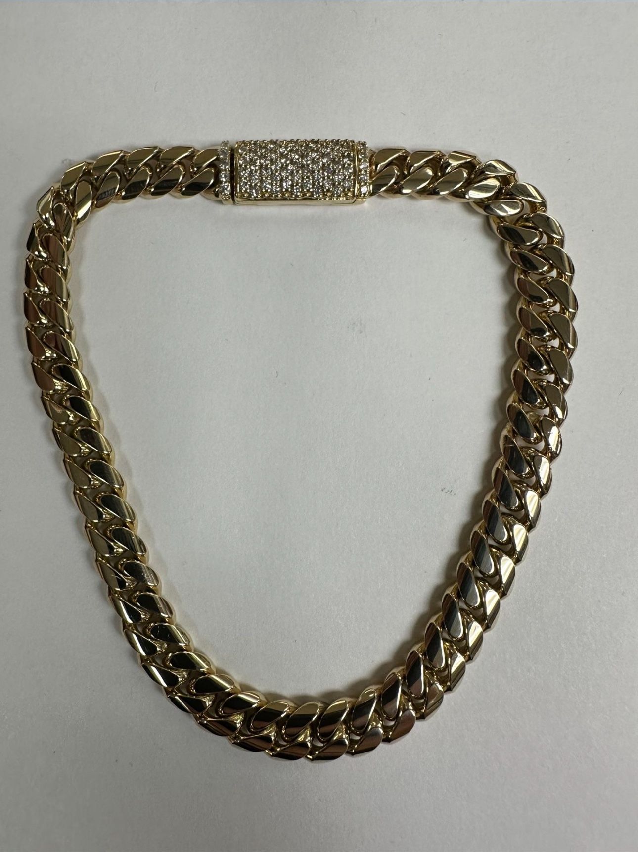14K Cuban Link Anklet With Diamond Flip Lock 11 Inches 