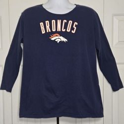 Denver Broncos NFL  Fanatics Long Sleeve Women's T-Shirt - Navy Blue - Large