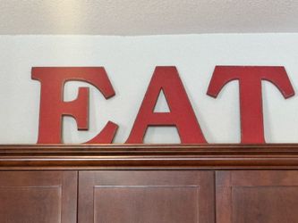 Red Wooded “EAT” wall decor letters