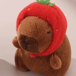 Capybara Strawberry plush keychain