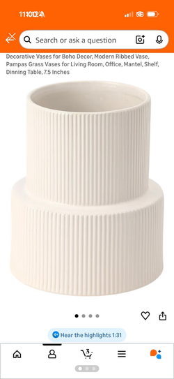 White Ceramic Vase, Large Ceramic Vase for Flowers, Decorative Vases