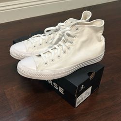 All white Hi Top Converse