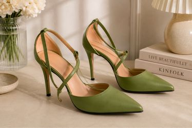 Green Strappy Stiletto Heels