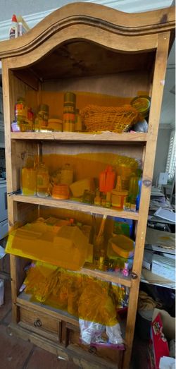 wooden shelves