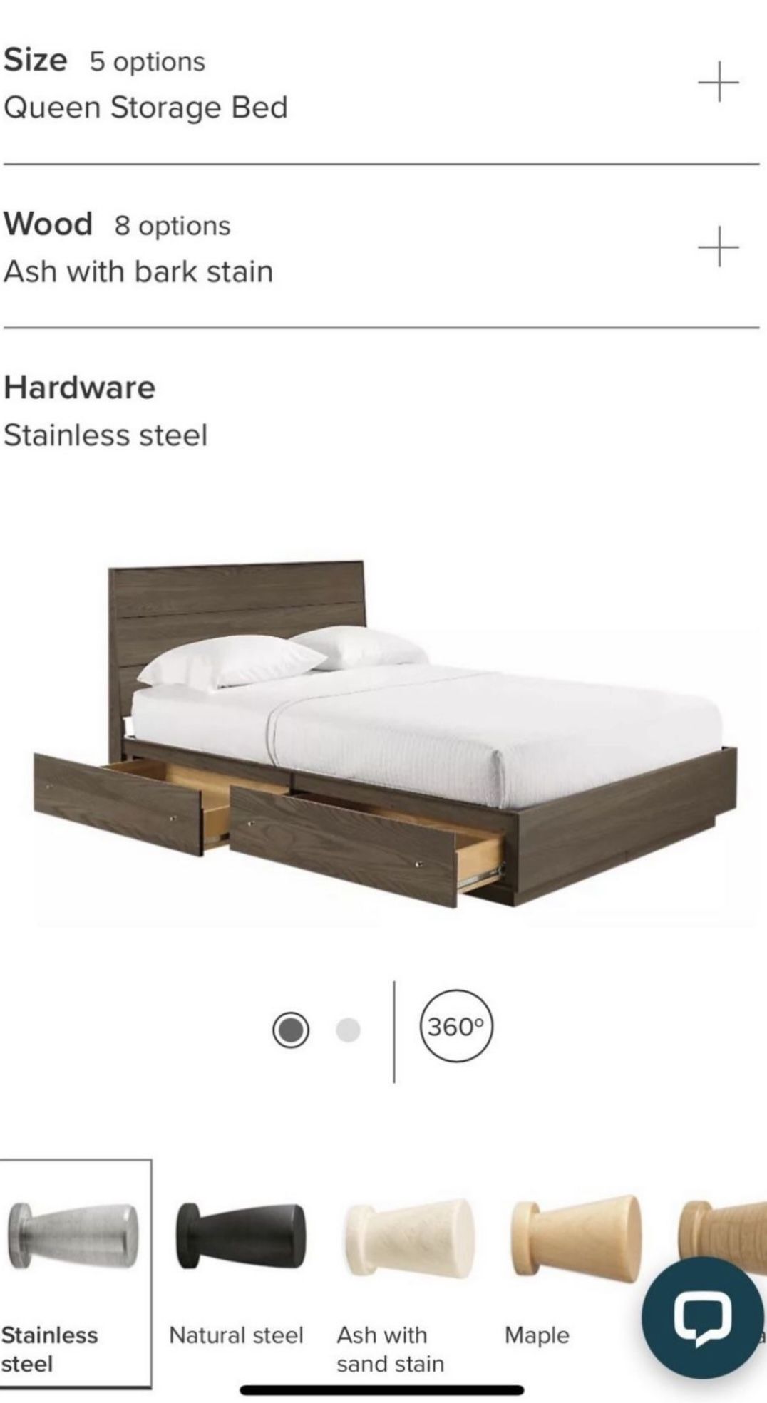 Room and Board Hudson Queen BED Storage Bed Ash wood & Stainless Price is firm!! serious buyers please! Used condition; Cash or Venmo pickup Irvine