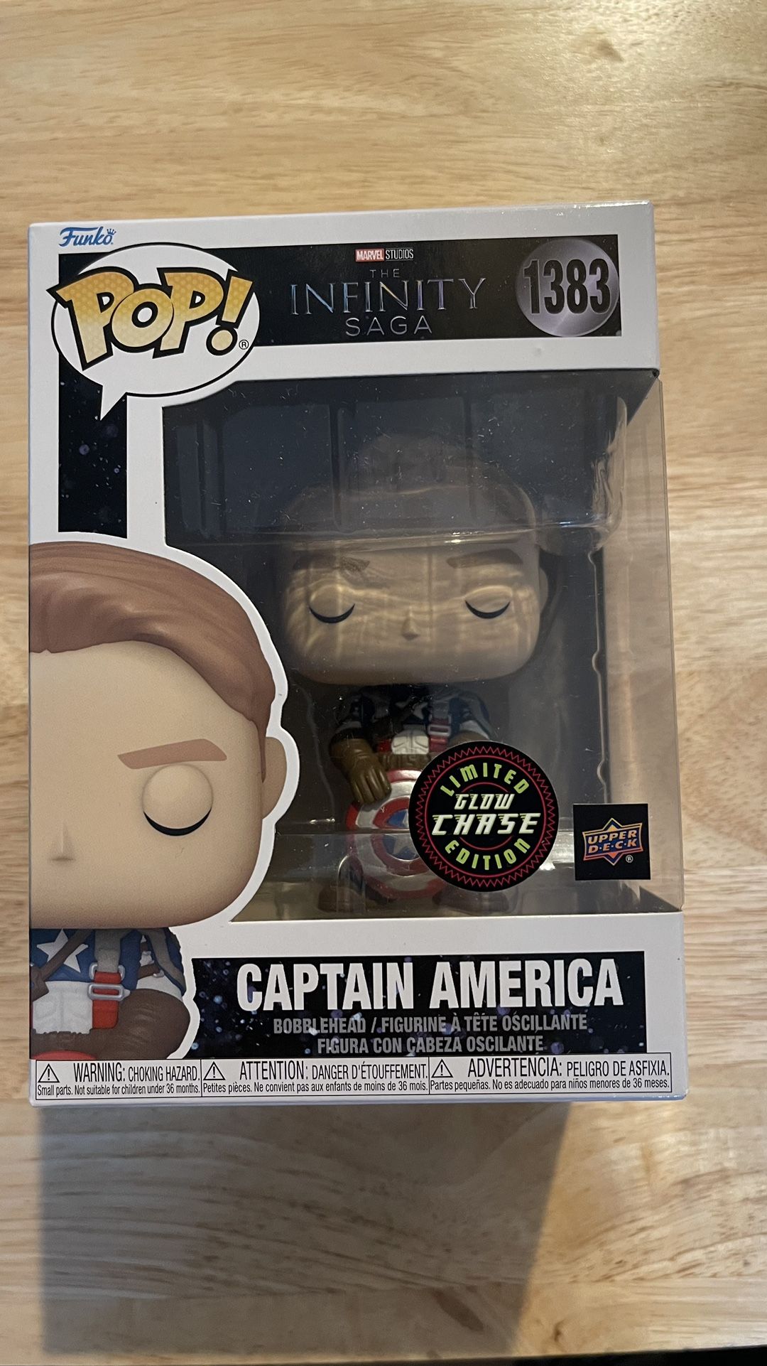 MARVEL FUNKO POP UPPER DECK REDEMPTION GLOW CHASE CAPTAIN AMERICA 1383