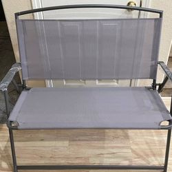 Brand New 44” Gray Patio Bench Folding Outdoor Furniture Metal & Mesh