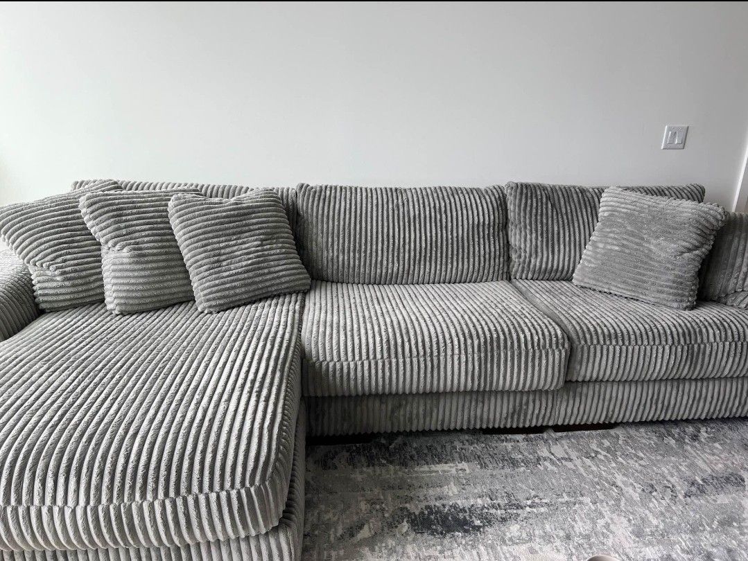 GREY CORDUROY BRAND NEW SECTIONAL SAME DAY DELIVERY
