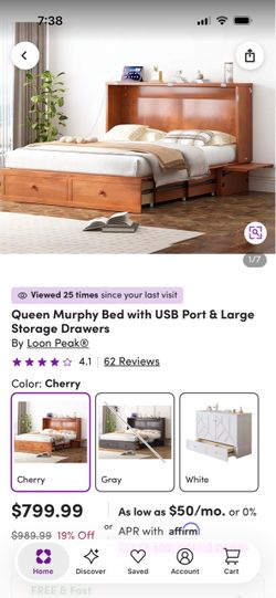 Queen Murphy Bed Cabinet and Mattress