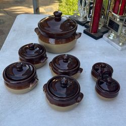 VINTAGE GLAZED STONE WARE (6) PIECED