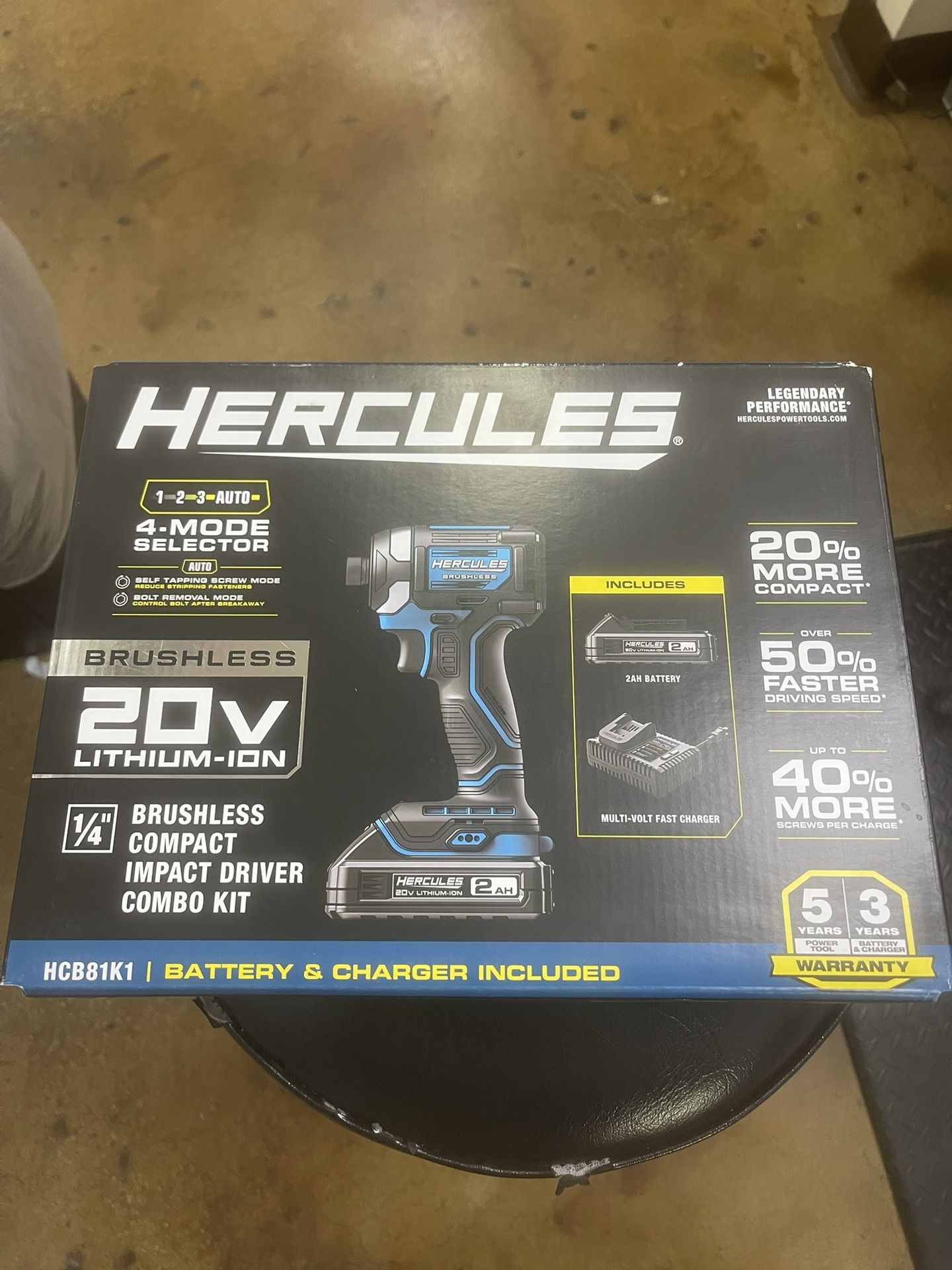 Hercules 20v Impact Driver Drill Set Battery and Charger Included
