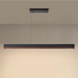 3479: New 43.3" Wood Linear Pendant Light, 24W LED Dimmable Hanging Light Dinning Room Light Fixture, Modern Pendant Light for Dining Room, Kitchen Is
