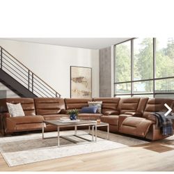Davoli 3pcs leather dual power reclining sectional sofa