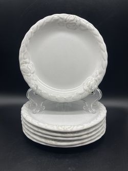 Set Of 6 Christian Dior FRENCH COUNTRY ROSE OYSTER WHITE 8” Salad Plates