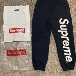 Supreme Navy Blue Sweats Large 