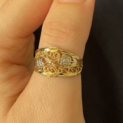 10KT Flower Gold  Filigree Ring