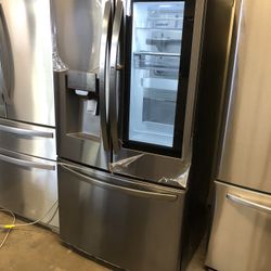 Lg Instaview Counter Depth Black Stainless Steel French Door Refrigerator 