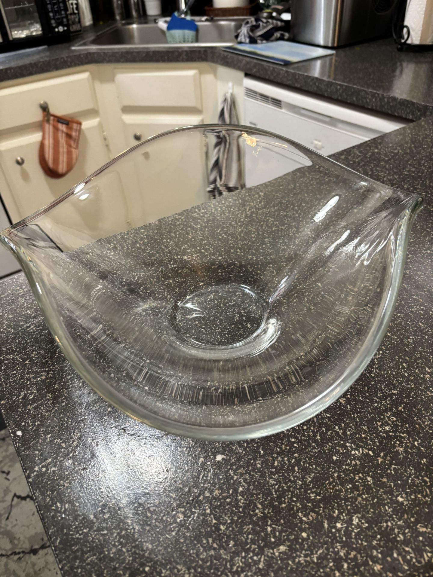 Large, thick glass, heavy Fruit Bowl, Or Can Be Used For Anything Else