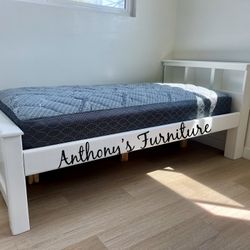 White Twin Bed With Mattress 