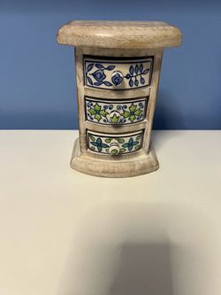 Mini Wood and Ceramic Drawer Cabinet