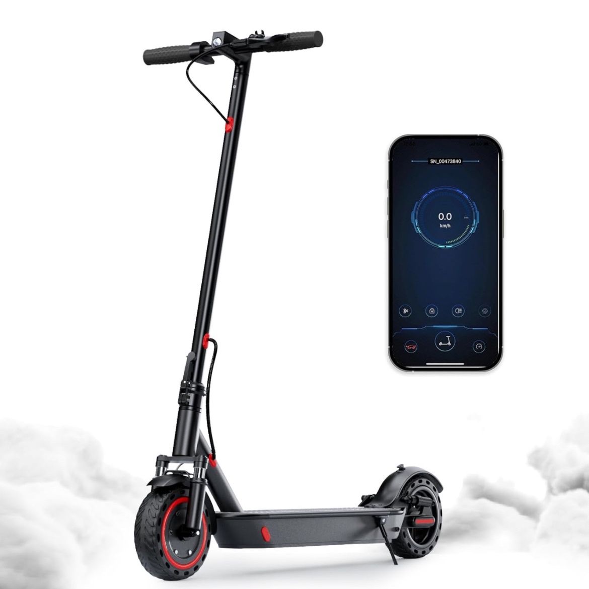 Aovowheel Electric Scooter - 8.5" Solid Tires, Quadruple Shock Absorption, Up to 19 Miles Long-Range, 19 Mph Top Speed, Portable Folding Commuting Sco
