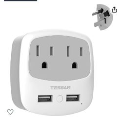 TESSAN New Zealand Australia Power Plug Adapter • Type I Travel Adaptor • with 2 USB Ports • 2 American Outlets • US to Australian AU Fiji Argentina C
