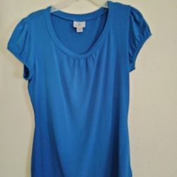 Blue Short Sleeve Blouse