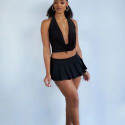 Woman Clothing  Black Tennis Skirt 