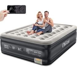 OhGeni Queen Air Mattress with Built in Pump, 18 Raised Comfort Inflatable Mattress, Quiet Surface Portable Blow Up Mattress, Air Bed for Home and Gue