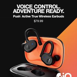 Skull candy Push Active Series  Wireless Earphones Bluetooth With Voice Control New $30