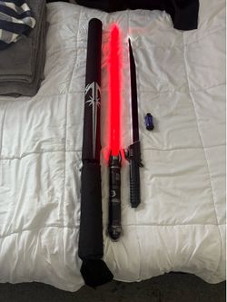 Disneylands Galaxy’s Edge Custom Red Lightsaber/ Mandalorian  Darksaber/ Cal Kestis Blue Kyber Crystal