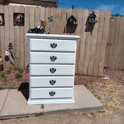 White Heavy Tall Boy Dresser 44"H  31". 5W 18"D