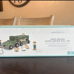Pottery Barn Kids Wooden Farm Animal Shape Sorter Pull Toy