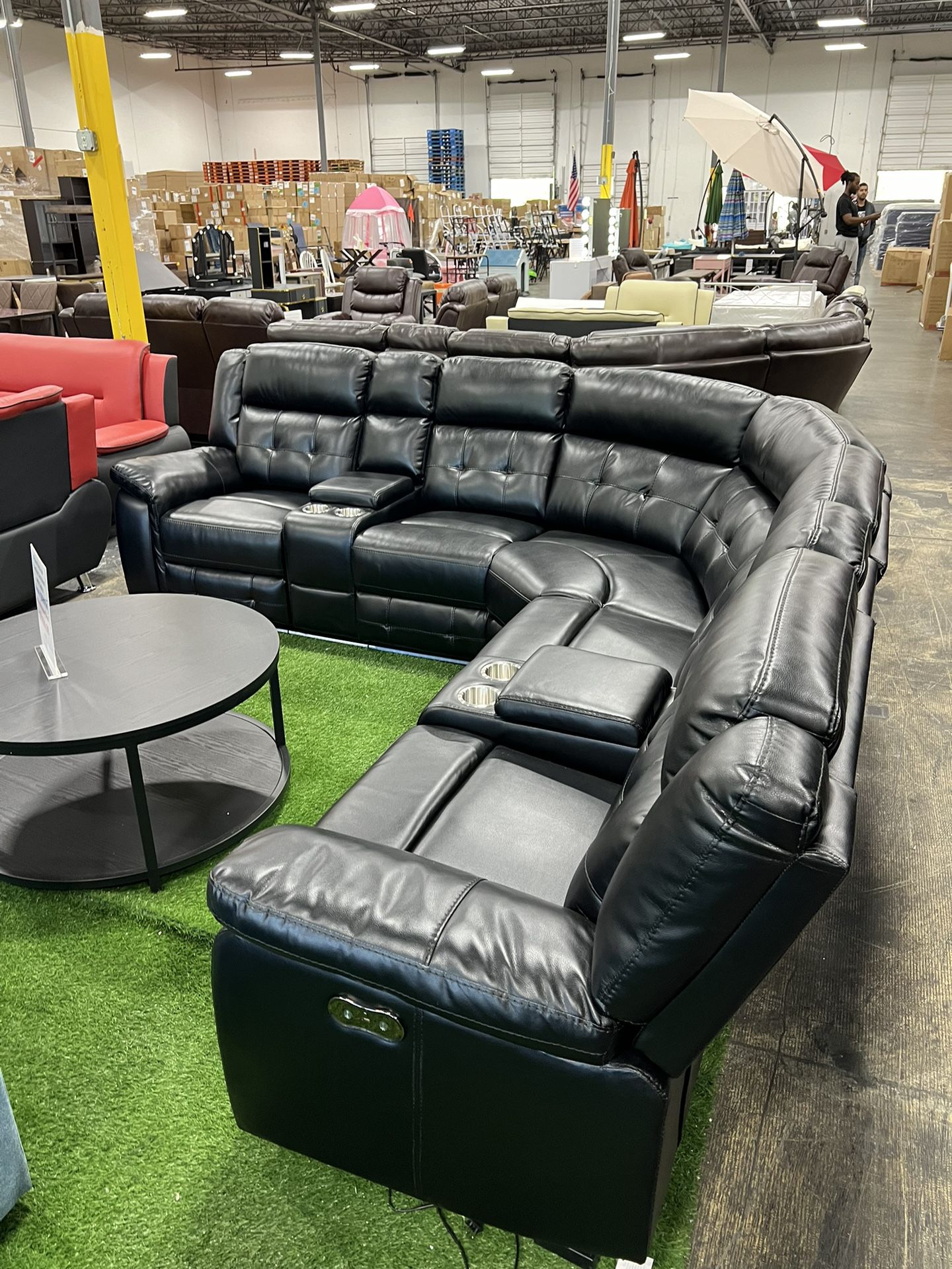 Black Leather Power Recliner With Lights