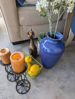 Candles, Candle Holders, Vase, Flowers, Cat, Lemons, Basket