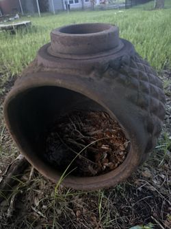 Clay Terracotta Chiminea Outdoor Fireplace – Removable Chimney – $100