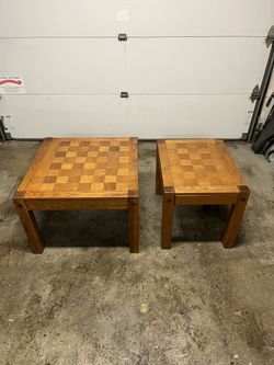 Mid century modern Conant Ball oak side tables