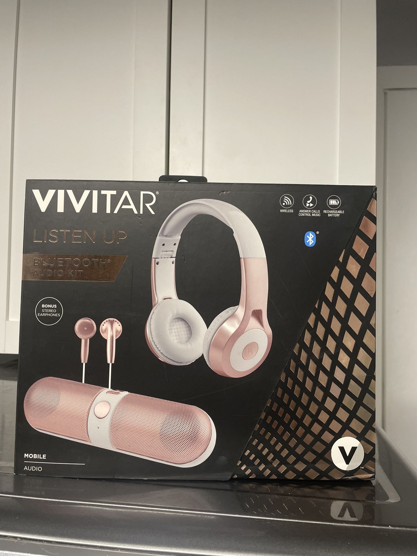 Listenup 3 VIVITAR “Listen Up” 3 in 1 Bluetooth Audio Rechargeable Kit Metallic ...