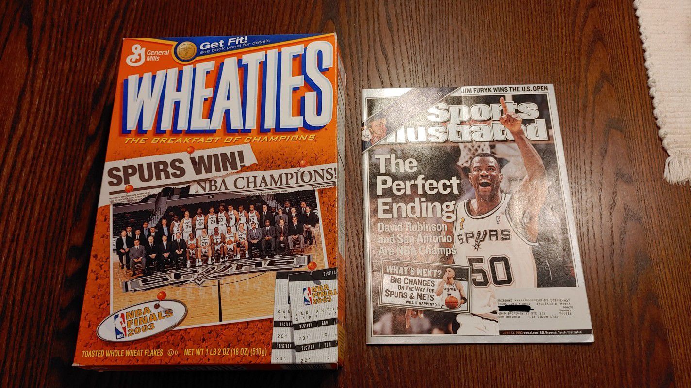 San antonio Spurs 2003 NBA Champions Wheaties Sports Illustrated