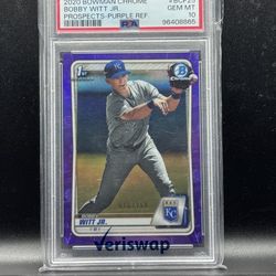 2020 Bowman Chrome Purple Bobby Witt Jr PSA 10