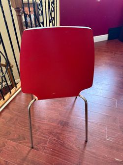 4 Red Molded Chair with Chrome Legs